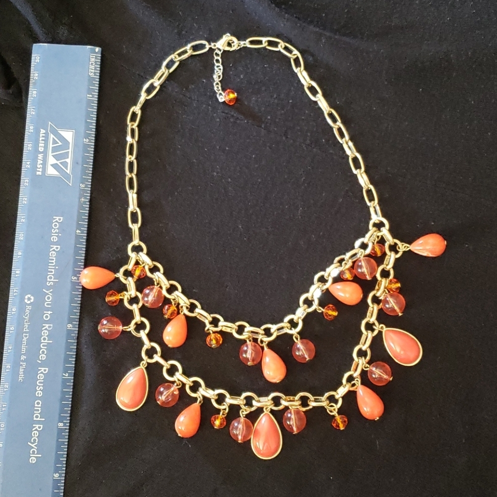Orange stone double layer necklace